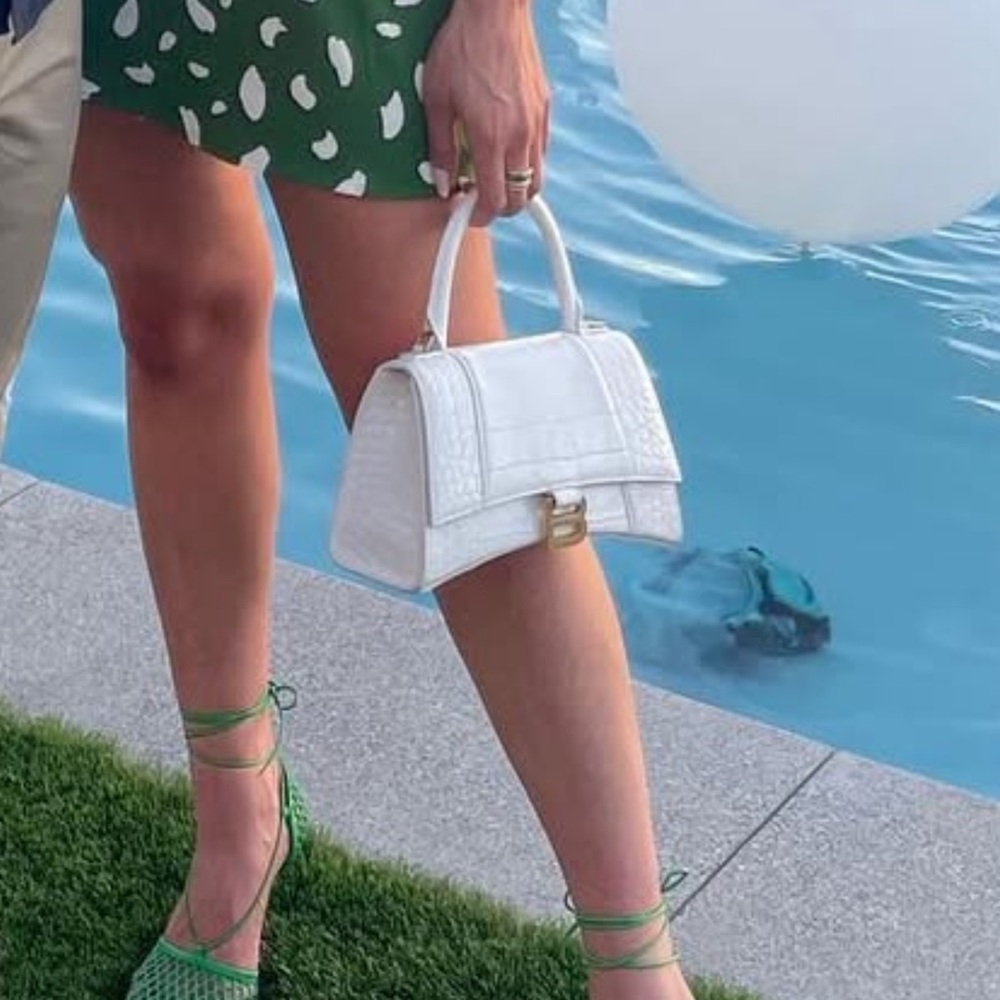 Balenciaga White Croc-Effect Leather Satchel - Picture 2 of 6